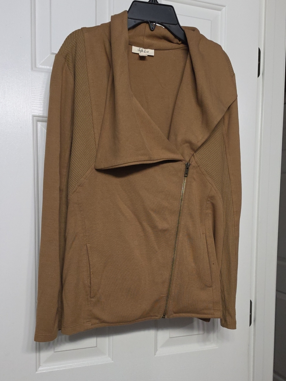 Style & Co. Camel Asymmetrical Zip Bomber Jacket